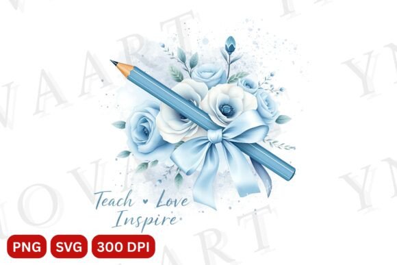 Back to School Pencil Florals PNG SVG