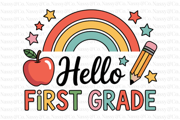 Hello First 1st Grade Back to School PNG: A Versatile Design for Creative Projects
